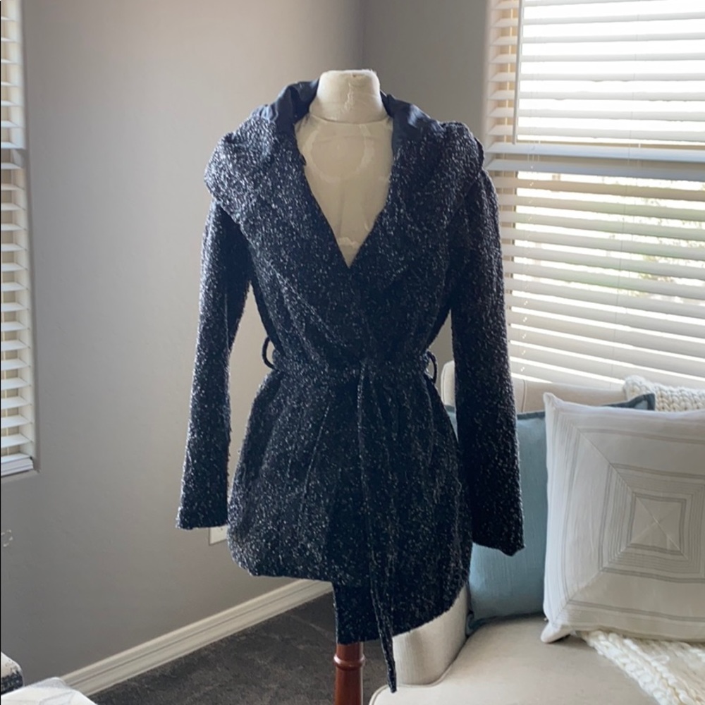 Black and white tweed coat